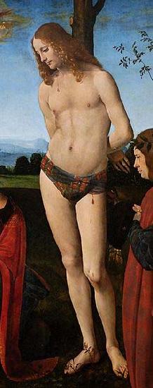 Giovanni Antonio Boltraffio St. Sebastian, detail from a Madona with Child, St. Sebastian, St. John the Baptist and two donors